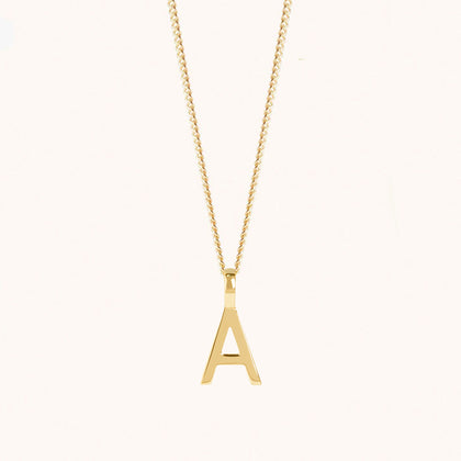 Letter Necklace with Curb Chain Gold